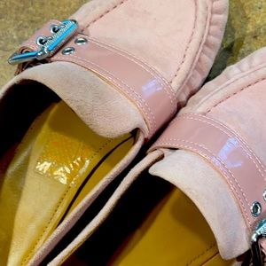 UGG pink loafers with big buckle